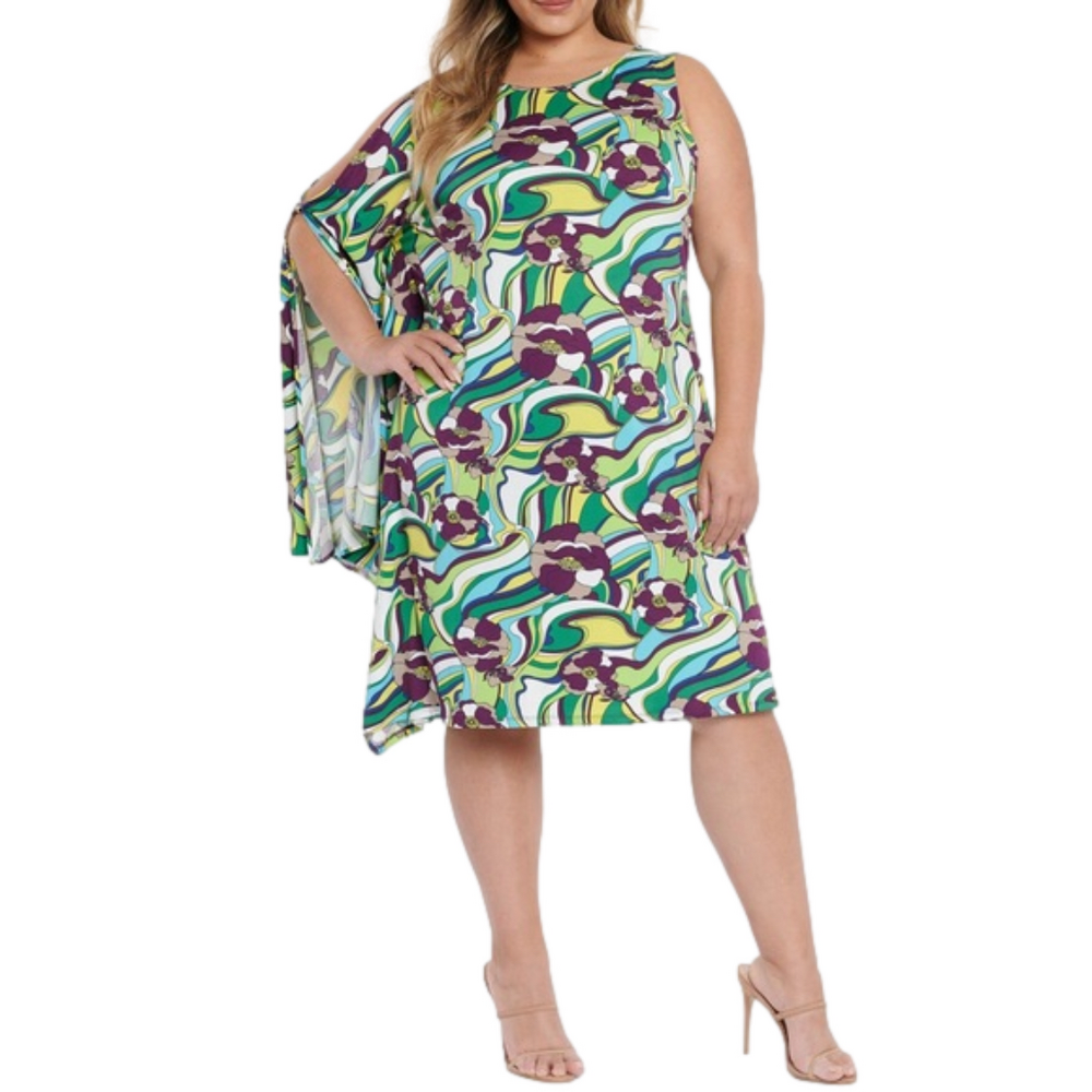COLDESINA women’s size extra large Lesley drape sleeve dress funky disco NWT